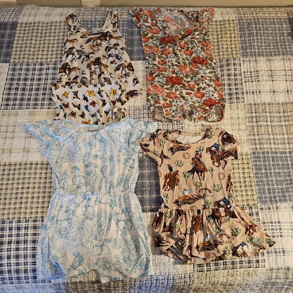 Posh Peanut Floral and Animal Print Dresses/Rompers Set